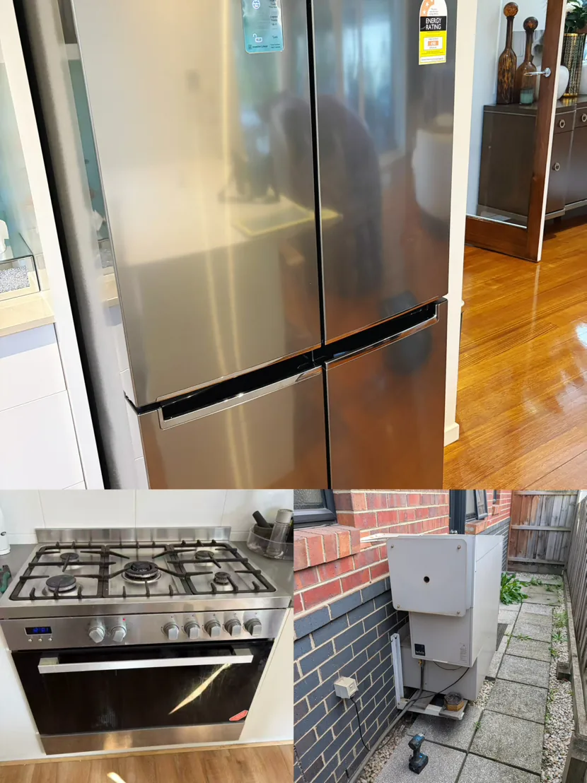 Refrigerator and freezer cabinet in a home kitchen