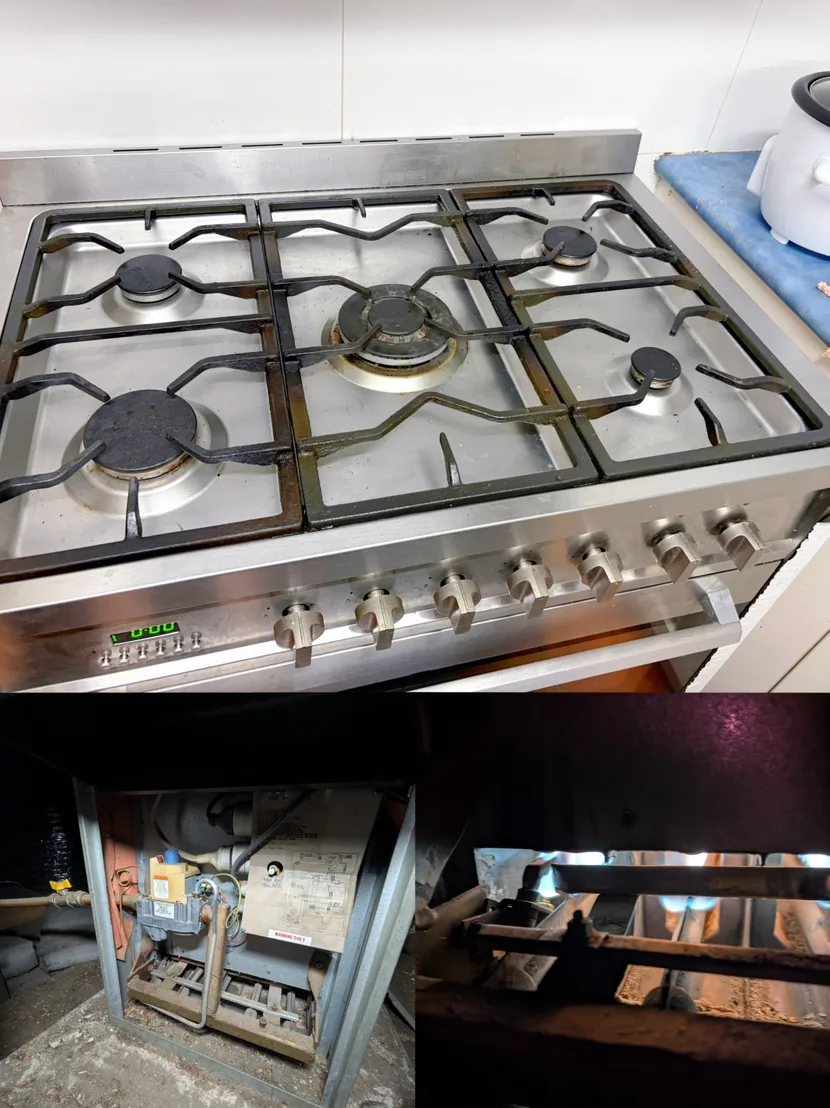 Freestanding stove cooktop and front control panel